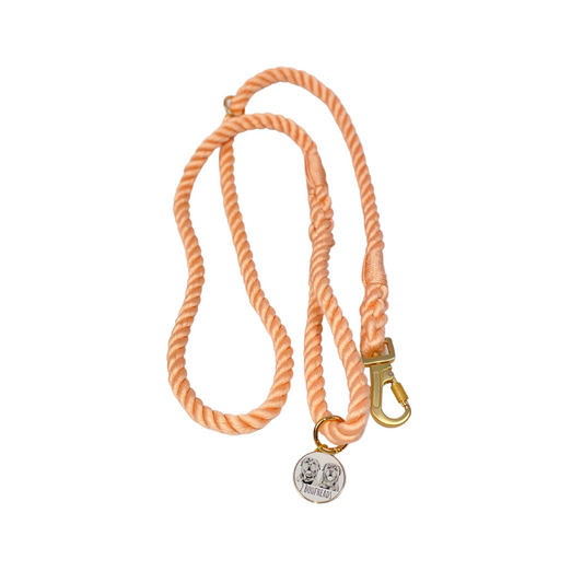 Rope leash with adjustable collar - Peach